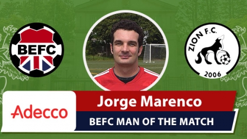 Adecco BEFC Man of the Match Award - Jorge Marenco vs Zion FC