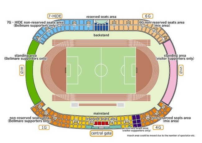 Shonan Bellmare Hiratsuka Stadium Plan Seat Map