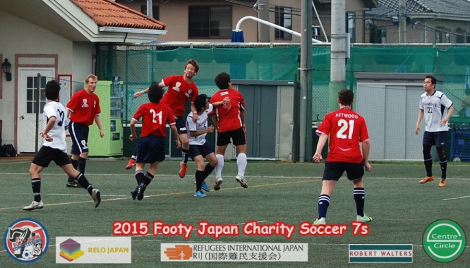 Caner on defence - Footy Competitions Japan Charity Soccer 7s 2015