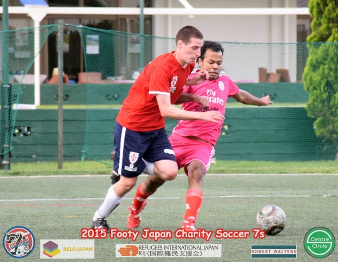 Cael bosses the midfield - Footy Competitions Japan Charity Soccer 7s 2015